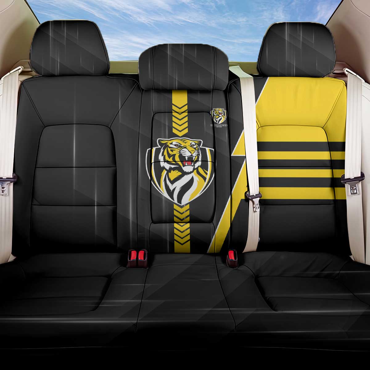 Richmond Tigers Back Car Seat Cover Modern Geometric Sports Graphic Style