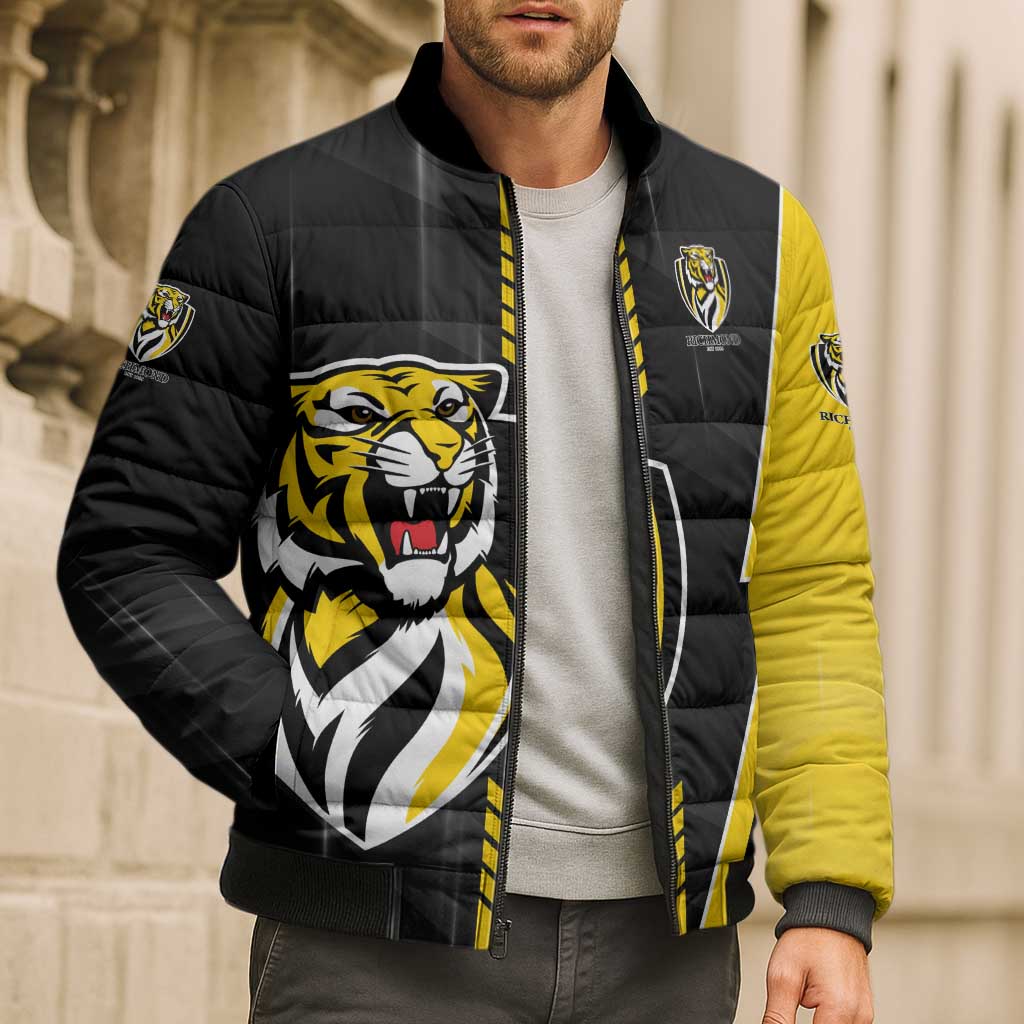 Personalized Richmond Tigers Bomber Puffer Jacket Modern Geometric Sports Graphic Style