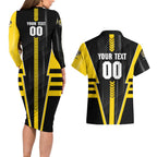 Personalized Richmond Tigers Couples Matching Long Sleeve Bodycon Dress and Hawaiian Shirt Modern Geometric Sports Graphic Style