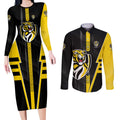 Personalized Richmond Tigers Couples Matching Long Sleeve Bodycon Dress and Long Sleeve Button Shirt Modern Geometric Sports Graphic Style