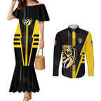 Personalized Richmond Tigers Couples Matching Mermaid Dress and Long Sleeve Button Shirt Modern Geometric Sports Graphic Style