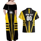 Personalized Richmond Tigers Couples Matching Off Shoulder Maxi Dress and Hawaiian Shirt Modern Geometric Sports Graphic Style