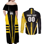 Personalized Richmond Tigers Couples Matching Off Shoulder Maxi Dress and Long Sleeve Button Shirt Modern Geometric Sports Graphic Style