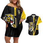 Personalized Richmond Tigers Couples Matching Off Shoulder Short Dress and Hawaiian Shirt Modern Geometric Sports Graphic Style