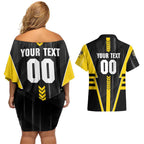 Personalized Richmond Tigers Couples Matching Off Shoulder Short Dress and Hawaiian Shirt Modern Geometric Sports Graphic Style