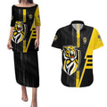 Personalized Richmond Tigers Couples Matching Puletasi and Hawaiian Shirt Modern Geometric Sports Graphic Style