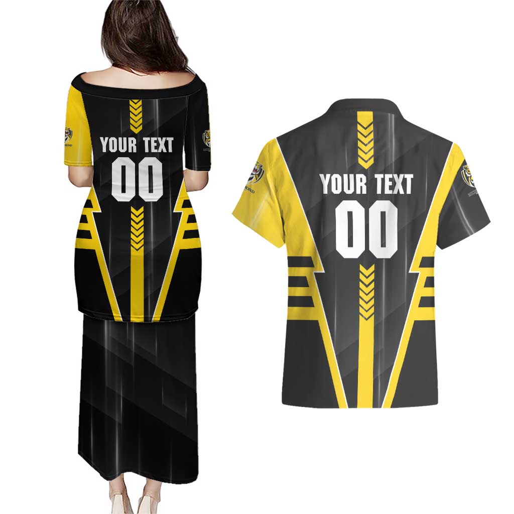 Personalized Richmond Tigers Couples Matching Puletasi and Hawaiian Shirt Modern Geometric Sports Graphic Style