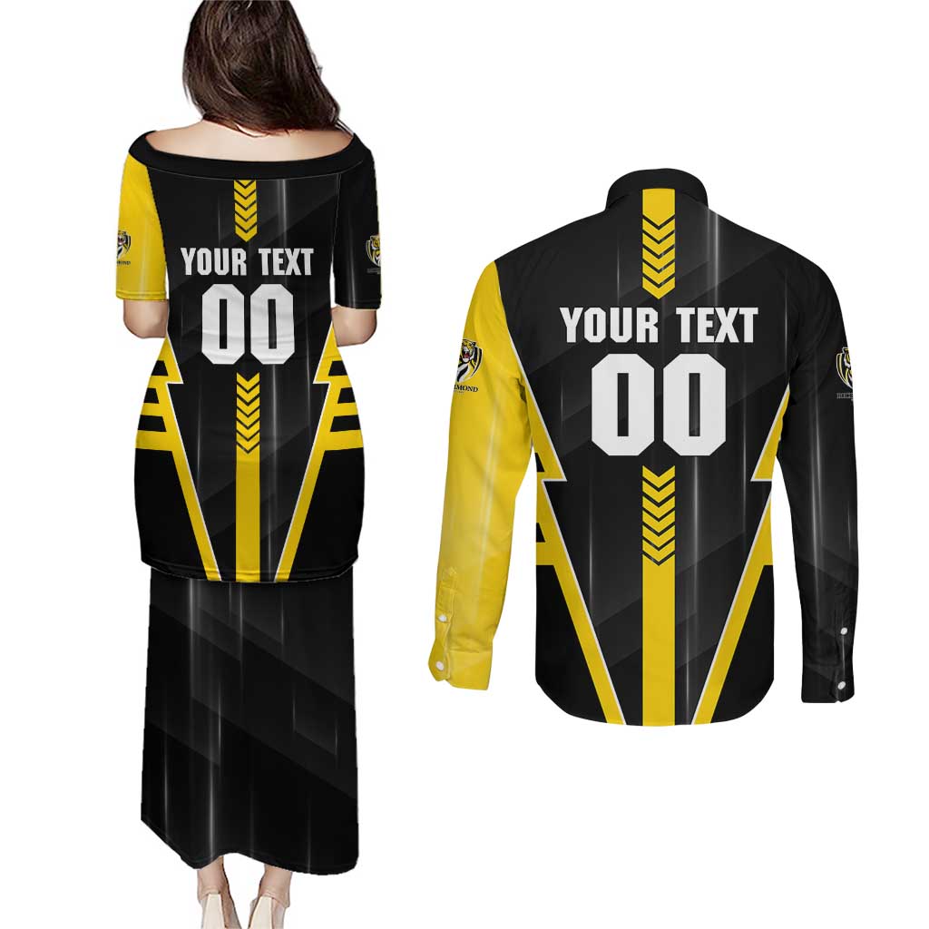 Personalized Richmond Tigers Couples Matching Puletasi and Long Sleeve Button Shirt Modern Geometric Sports Graphic Style