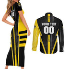 Personalized Richmond Tigers Couples Matching Short Sleeve Bodycon Dress and Long Sleeve Button Shirt Modern Geometric Sports Graphic Style