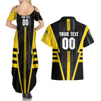 Personalized Richmond Tigers Couples Matching Summer Maxi Dress and Hawaiian Shirt Modern Geometric Sports Graphic Style