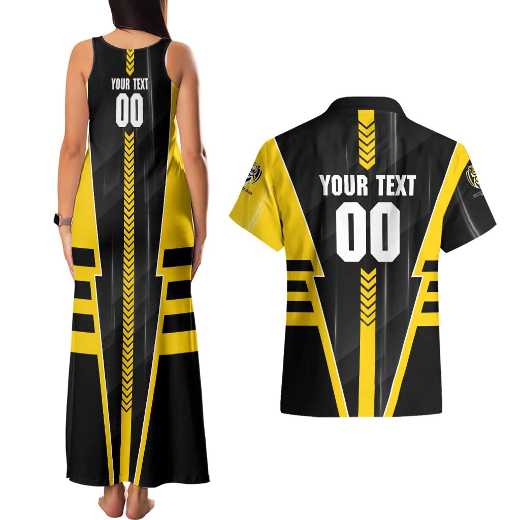 Personalized Richmond Tigers Couples Matching Tank Maxi Dress and Hawaiian Shirt Modern Geometric Sports Graphic Style
