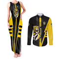 Personalized Richmond Tigers Couples Matching Tank Maxi Dress and Long Sleeve Button Shirt Modern Geometric Sports Graphic Style