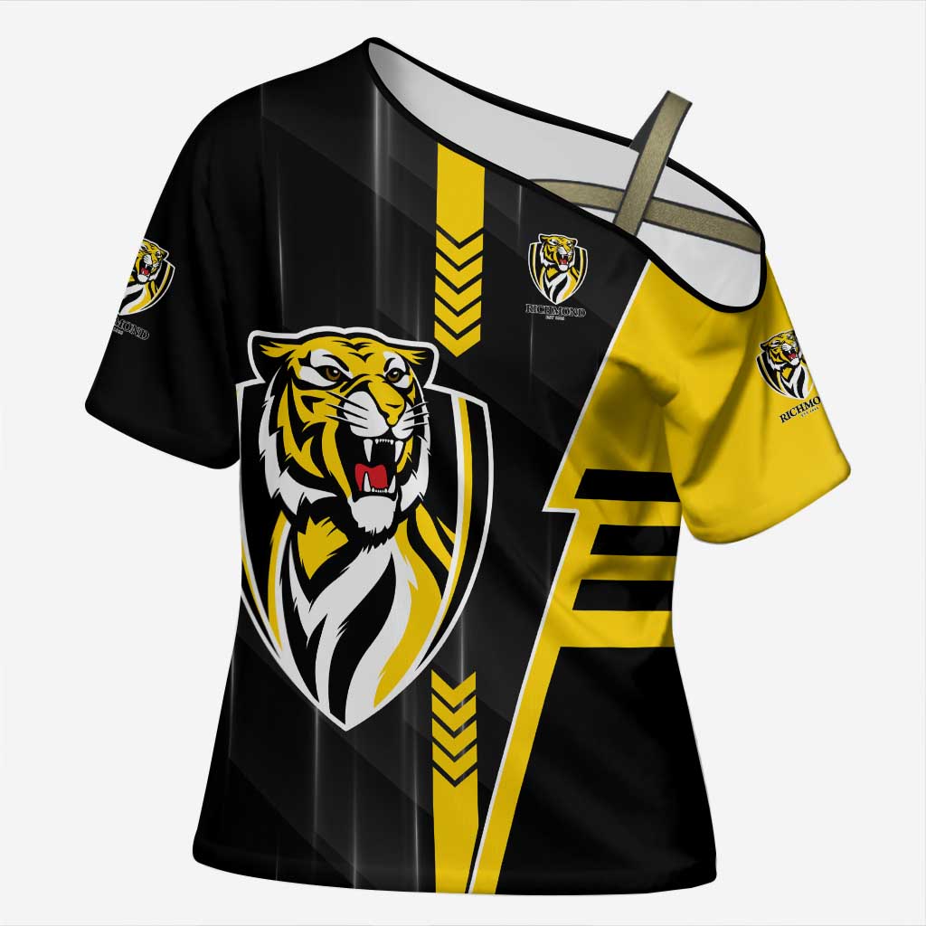 Personalized Richmond Tigers Cross Shoulder Shirt Modern Geometric Sports Graphic Style