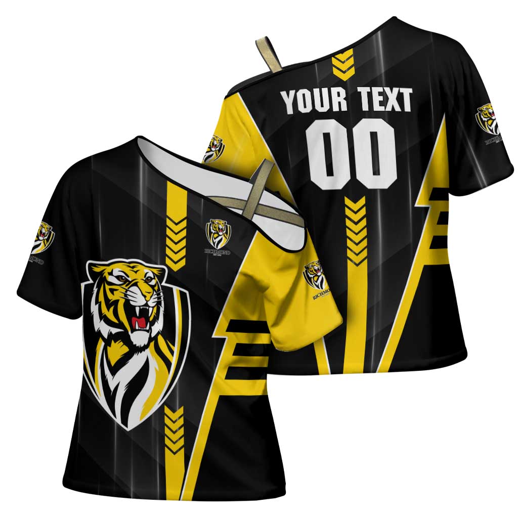 Personalized Richmond Tigers Cross Shoulder Shirt Modern Geometric Sports Graphic Style