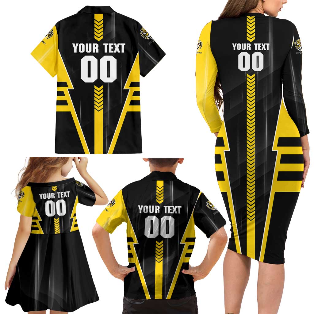 Personalized Richmond Tigers Family Matching Long Sleeve Bodycon Dress and Hawaiian Shirt Modern Geometric Sports Graphic Style
