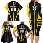 Personalized Richmond Tigers Family Matching Long Sleeve Bodycon Dress and Hawaiian Shirt Modern Geometric Sports Graphic Style