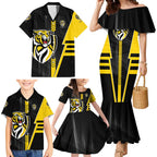 Personalized Richmond Tigers Family Matching Mermaid Dress and Hawaiian Shirt Modern Geometric Sports Graphic Style