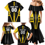 Personalized Richmond Tigers Family Matching Mermaid Dress and Hawaiian Shirt Modern Geometric Sports Graphic Style