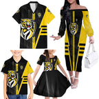 Personalized Richmond Tigers Family Matching Off The Shoulder Long Sleeve Dress and Hawaiian Shirt Modern Geometric Sports Graphic Style