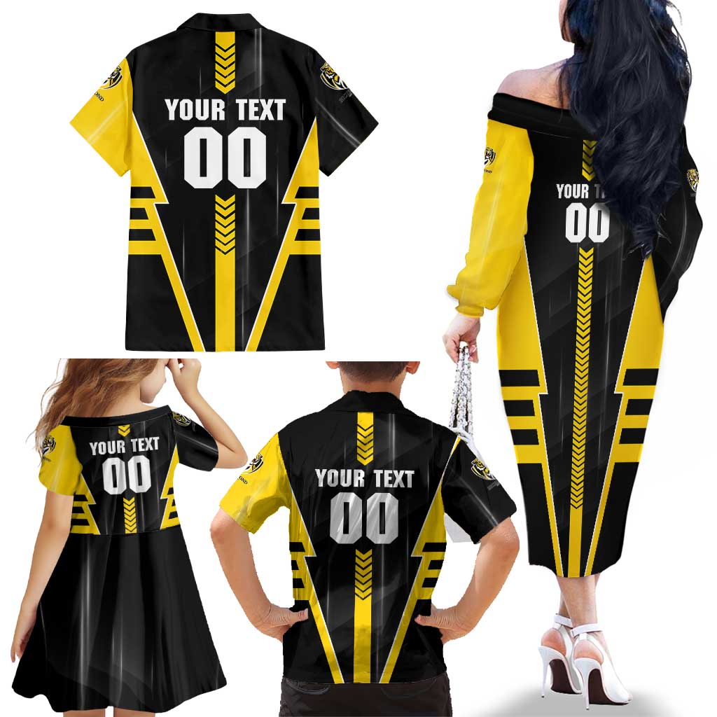 Personalized Richmond Tigers Family Matching Off The Shoulder Long Sleeve Dress and Hawaiian Shirt Modern Geometric Sports Graphic Style