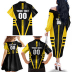 Personalized Richmond Tigers Family Matching Off The Shoulder Long Sleeve Dress and Hawaiian Shirt Modern Geometric Sports Graphic Style