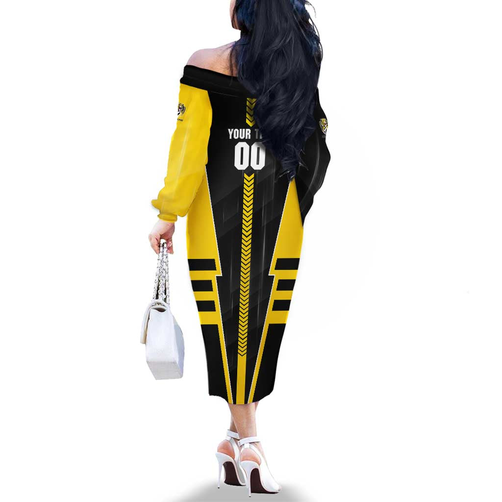 Personalized Richmond Tigers Family Matching Off The Shoulder Long Sleeve Dress and Hawaiian Shirt Modern Geometric Sports Graphic Style
