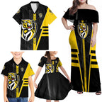 Personalized Richmond Tigers Family Matching Off Shoulder Maxi Dress and Hawaiian Shirt Modern Geometric Sports Graphic Style