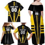 Personalized Richmond Tigers Family Matching Off Shoulder Maxi Dress and Hawaiian Shirt Modern Geometric Sports Graphic Style