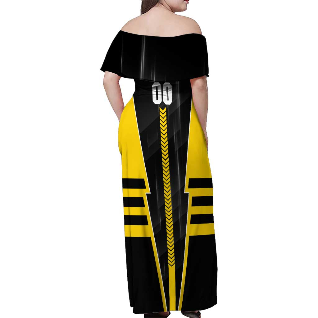 Personalized Richmond Tigers Family Matching Off Shoulder Maxi Dress and Hawaiian Shirt Modern Geometric Sports Graphic Style