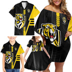 Personalized Richmond Tigers Family Matching Off Shoulder Short Dress and Hawaiian Shirt Modern Geometric Sports Graphic Style