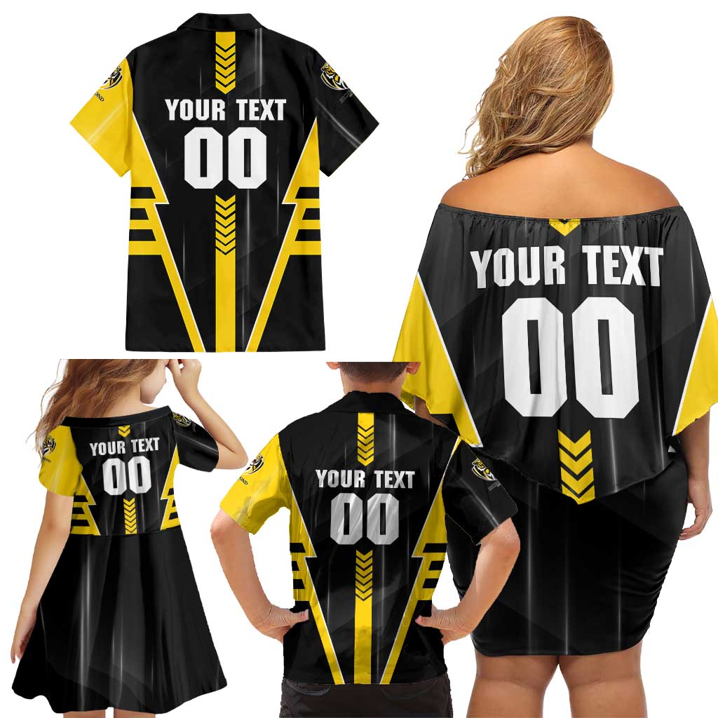 Personalized Richmond Tigers Family Matching Off Shoulder Short Dress and Hawaiian Shirt Modern Geometric Sports Graphic Style