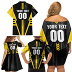 Personalized Richmond Tigers Family Matching Off Shoulder Short Dress and Hawaiian Shirt Modern Geometric Sports Graphic Style