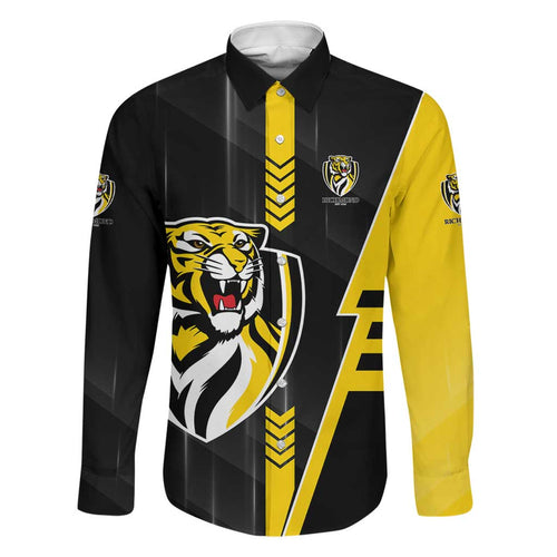 Personalized Richmond Tigers Family Matching Off Shoulder Short Dress and Hawaiian Shirt Modern Geometric Sports Graphic Style