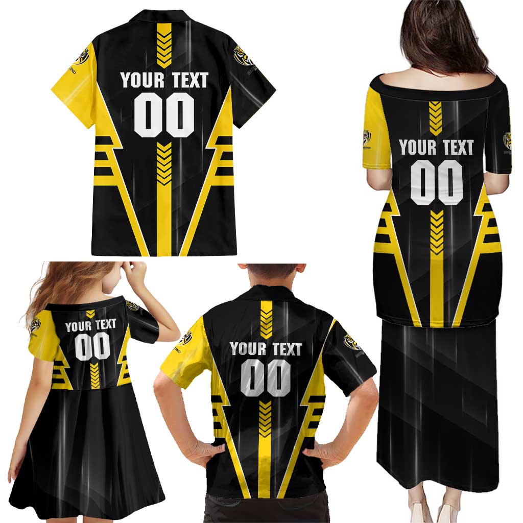 Personalized Richmond Tigers Family Matching Puletasi and Hawaiian Shirt Modern Geometric Sports Graphic Style
