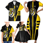 Personalized Richmond Tigers Family Matching Short Sleeve Bodycon Dress and Hawaiian Shirt Modern Geometric Sports Graphic Style