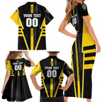 Personalized Richmond Tigers Family Matching Short Sleeve Bodycon Dress and Hawaiian Shirt Modern Geometric Sports Graphic Style