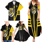Personalized Richmond Tigers Family Matching Summer Maxi Dress and Hawaiian Shirt Modern Geometric Sports Graphic Style