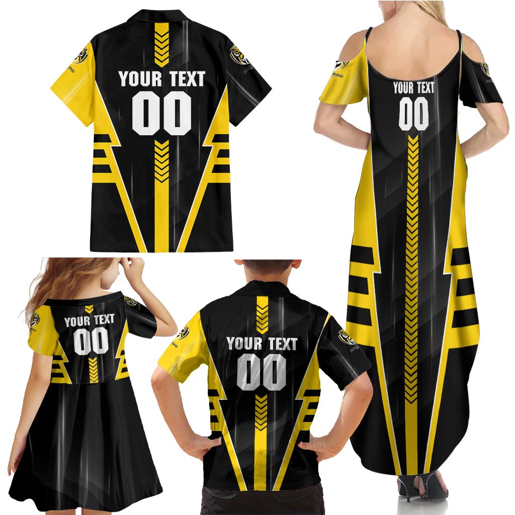 Personalized Richmond Tigers Family Matching Summer Maxi Dress and Hawaiian Shirt Modern Geometric Sports Graphic Style