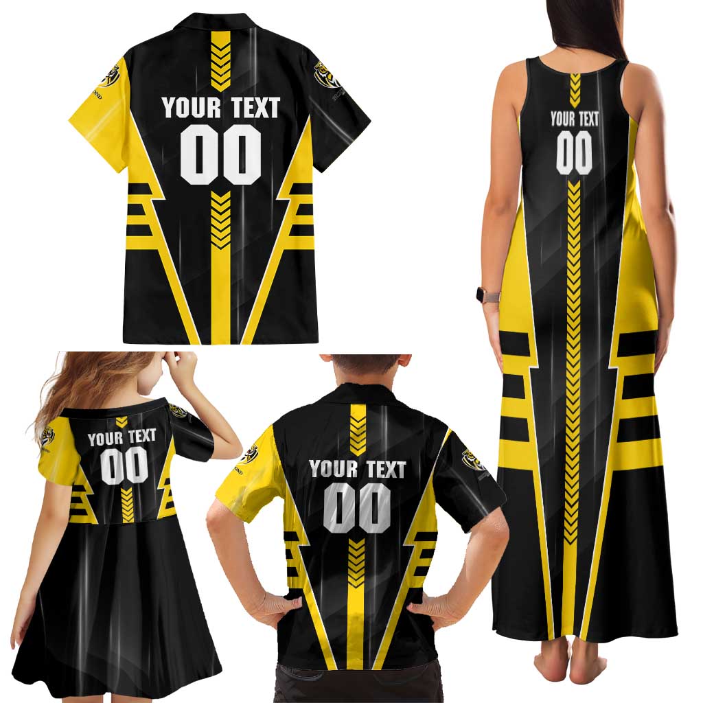 Personalized Richmond Tigers Family Matching Tank Maxi Dress and Hawaiian Shirt Modern Geometric Sports Graphic Style