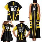 Personalized Richmond Tigers Family Matching Tank Maxi Dress and Hawaiian Shirt Modern Geometric Sports Graphic Style