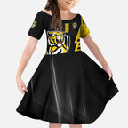 Personalized Richmond Tigers Kid Short Sleeve Dress Modern Geometric Sports Graphic Style