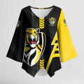 Personalized Richmond Tigers Kimono Sleeve Blouse Modern Geometric Sports Graphic Style