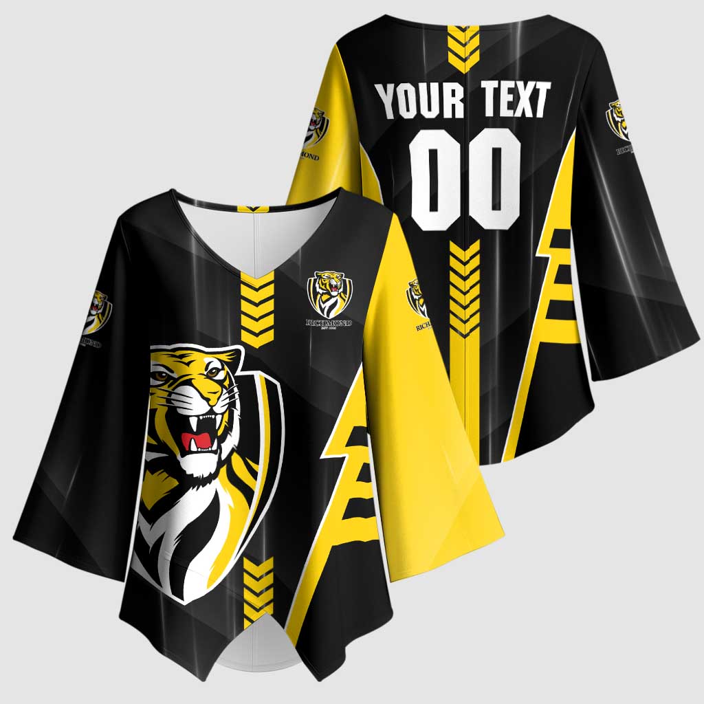 Personalized Richmond Tigers Kimono Sleeve Blouse Modern Geometric Sports Graphic Style