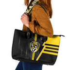 Richmond Tigers Leather Tote Bag Modern Geometric Sports Graphic Style