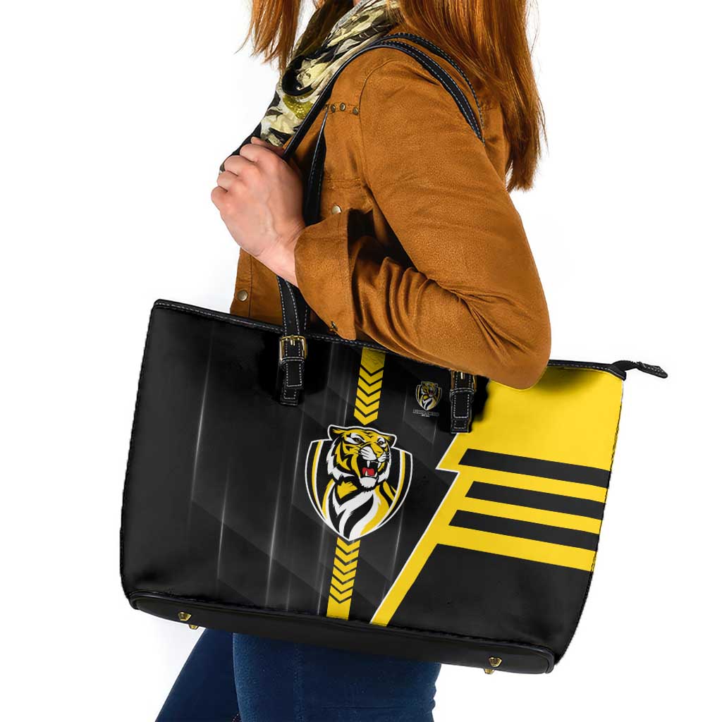 Richmond Tigers Leather Tote Bag Modern Geometric Sports Graphic Style