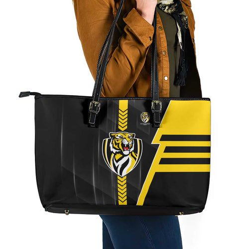 Richmond Tigers Leather Tote Bag Modern Geometric Sports Graphic Style