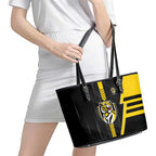 Richmond Tigers Leather Tote Bag Modern Geometric Sports Graphic Style