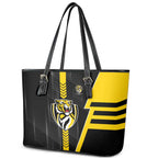 Richmond Tigers Leather Tote Bag Modern Geometric Sports Graphic Style