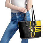 Richmond Tigers Leather Tote Bag Modern Geometric Sports Graphic Style