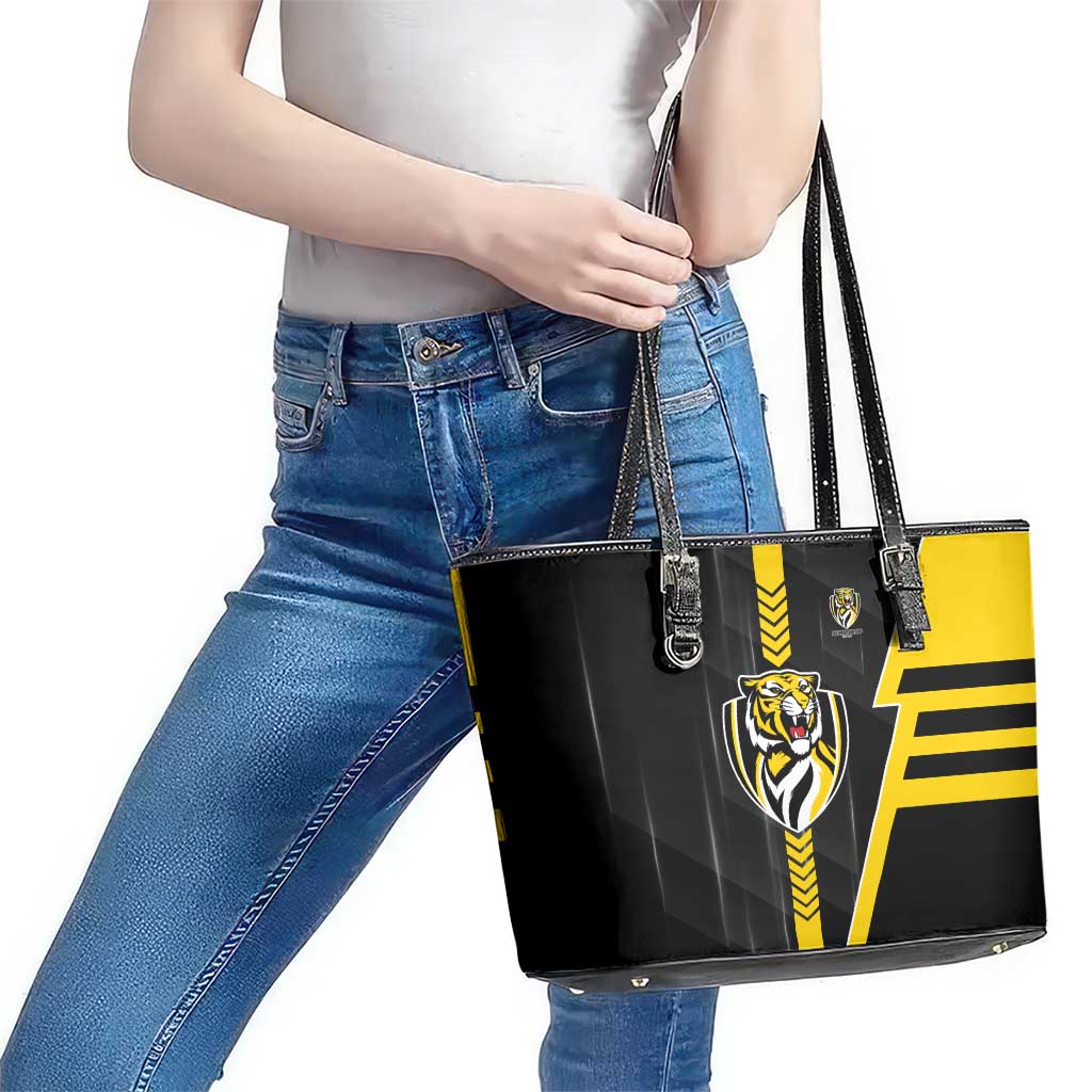 Richmond Tigers Leather Tote Bag Modern Geometric Sports Graphic Style